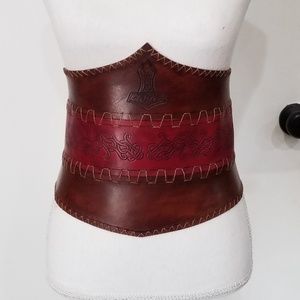 Custom leather waist cincher, wide belt, corset